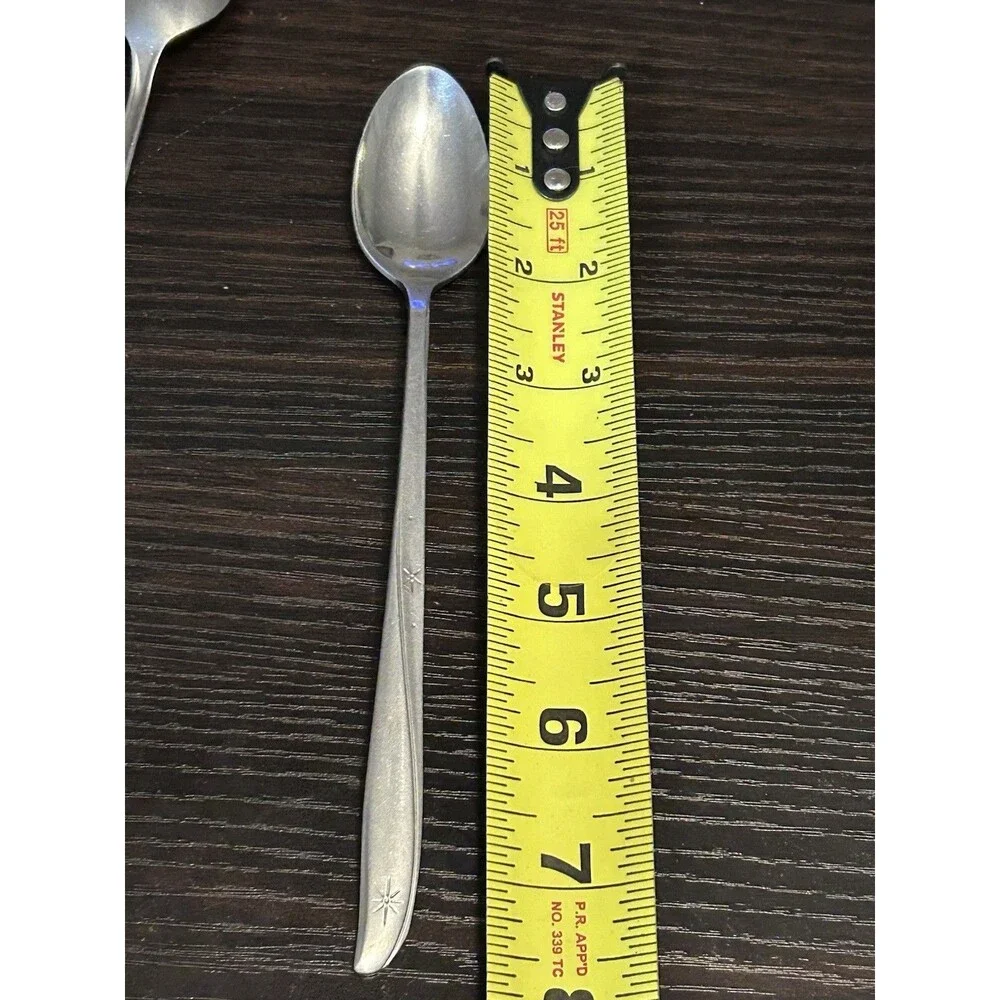 Lot of 3 Atomic MCM Oneida Community Twin Star Stainless Iced Tea Spoons 7 1/2